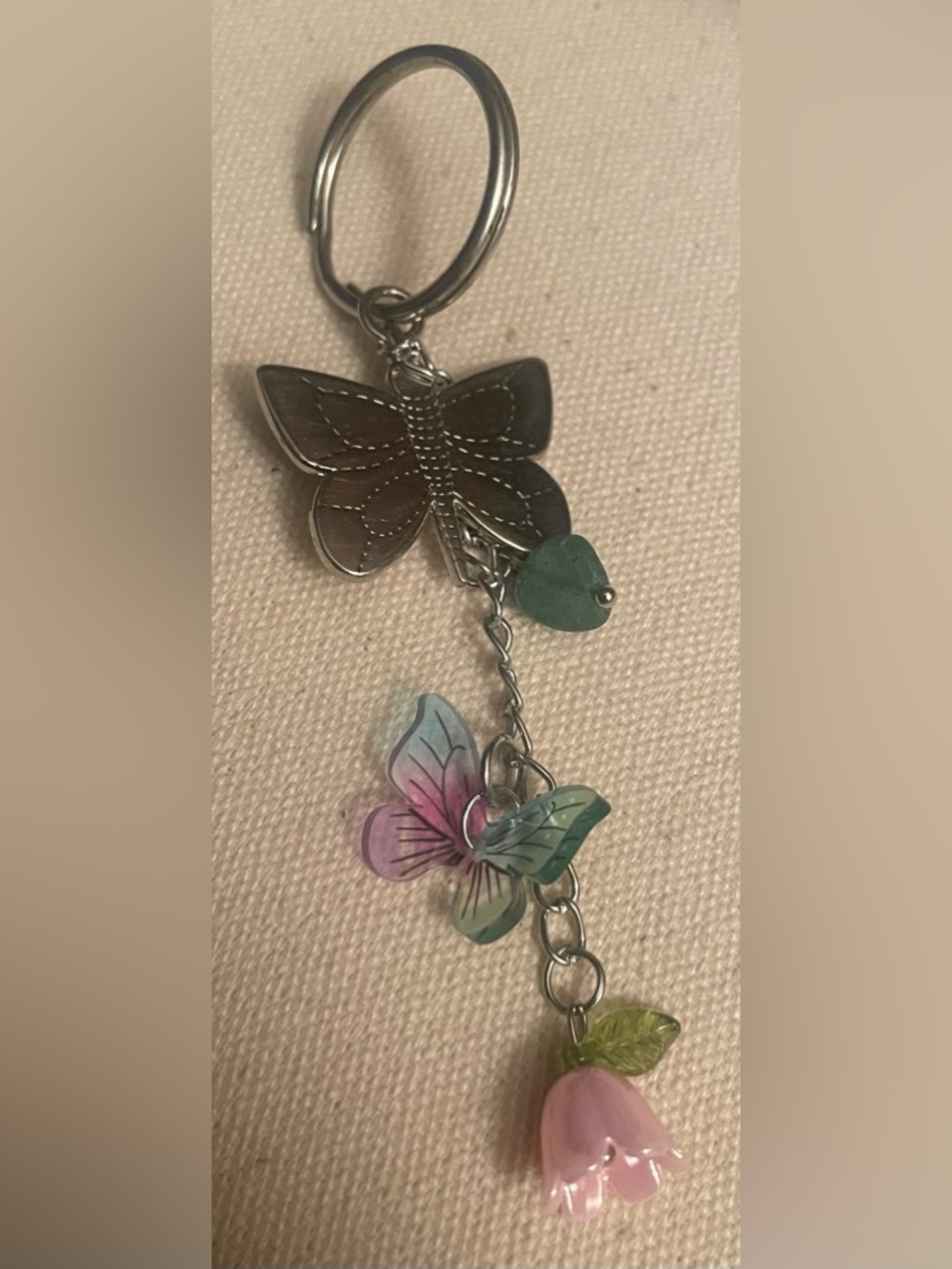 Butterfly Charm Keychain with Multicolor Acrylic Butterfly